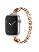 For Apple Watch Series 10 42mm / 9 8 7 41mm / 6 5 4 SE SE (2022) SE (2023) 40mm / 3 2 1 38mm Zinc Alloy Slim Watch Band Rhinestone Decor Bracelet Wrist Strap - Rose Gold / Black