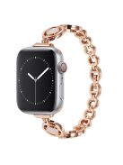 For Apple Watch Series 10 42mm / 9 8 7 41mm / 6 5 4 SE SE (2022) SE (2023) 40mm / 3 2 1 38mm Zinc Alloy Slim Watch Band Rhinestone Decor Bracelet Wrist Strap - Rose Gold / White