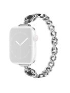 For Apple Watch Series 10 42mm / 9 8 7 41mm / 6 5 4 SE SE (2022) SE (2023) 40mm / 3 2 1 38mm Zinc Alloy Slim Watch Band Rhinestone Decor Bracelet Wrist Strap - Silver / Black