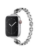 For Apple Watch Series 10 42mm / 9 8 7 41mm / 6 5 4 SE SE (2022) SE (2023) 40mm / 3 2 1 38mm Zinc Alloy Slim Watch Band Rhinestone Decor Bracelet Wrist Strap - Silver / Black