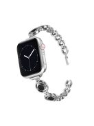 For Apple Watch Series 10 42mm / 9 8 7 41mm / 6 5 4 SE SE (2022) SE (2023) 40mm / 3 2 1 38mm Zinc Alloy Slim Watch Band Rhinestone Decor Bracelet Wrist Strap - Silver / Black