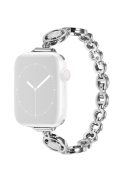 For Apple Watch Series 10 42mm / 9 8 7 41mm / 6 5 4 SE SE (2022) SE (2023) 40mm / 3 2 1 38mm Zinc Alloy Slim Watch Band Rhinestone Decor Bracelet Wrist Strap - Silver / White