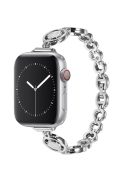 For Apple Watch Series 10 42mm / 9 8 7 41mm / 6 5 4 SE SE (2022) SE (2023) 40mm / 3 2 1 38mm Zinc Alloy Slim Watch Band Rhinestone Decor Bracelet Wrist Strap - Silver / White