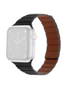 For Apple Watch Series 10 42mm / 9 8 7 41mm / 6 5 4 SE SE (2022) SE (2023) 40mm / 3 2 1 38mm, Dual-Color Magnetic Watch Band Quick Release Genuine Leather Watch Strap - Black