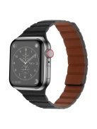 For Apple Watch Series 10 42mm / 9 8 7 41mm / 6 5 4 SE SE (2022) SE (2023) 40mm / 3 2 1 38mm, Dual-Color Magnetic Watch Band Quick Release Genuine Leather Watch Strap - Black