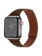 For Apple Watch Series 10 42mm / 9 8 7 41mm / 6 5 4 SE SE (2022) SE (2023) 40mm / 3 2 1 38mm, Dual-Color Magnetic Watch Band Quick Release Genuine Leather Watch Strap - Brown