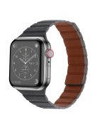 For Apple Watch Series 10 42mm / 9 8 7 41mm / 6 5 4 SE SE (2022) SE (2023) 40mm / 3 2 1 38mm, Dual-Color Magnetic Watch Band Quick Release Genuine Leather Watch Strap - Grey