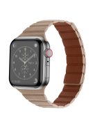 For Apple Watch Series 10 42mm / 9 8 7 41mm / 6 5 4 SE SE (2022) SE (2023) 40mm / 3 2 1 38mm, Dual-Color Magnetic Watch Band Quick Release Genuine Leather Watch Strap - Khaki