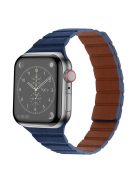 For Apple Watch Series 10 42mm / 9 8 7 41mm / 6 5 4 SE SE (2022) SE (2023) 40mm / 3 2 1 38mm, Dual-Color Magnetic Watch Band Quick Release Genuine Leather Watch Strap - Midnight Blue