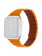 For Apple Watch Series 10 42mm / 9 8 7 41mm / 6 5 4 SE SE (2022) SE (2023) 40mm / 3 2 1 38mm, Dual-Color Magnetic Watch Band Quick Release Genuine Leather Watch Strap - Orange