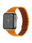 For Apple Watch Series 10 42mm / 9 8 7 41mm / 6 5 4 SE SE (2022) SE (2023) 40mm / 3 2 1 38mm, Dual-Color Magnetic Watch Band Quick Release Genuine Leather Watch Strap - Orange