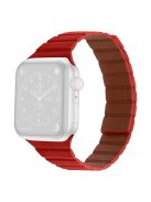 For Apple Watch Series 10 42mm / 9 8 7 41mm / 6 5 4 SE SE (2022) SE (2023) 40mm / 3 2 1 38mm, Dual-Color Magnetic Watch Band Quick Release Genuine Leather Watch Strap - Red