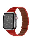 For Apple Watch Series 10 42mm / 9 8 7 41mm / 6 5 4 SE SE (2022) SE (2023) 40mm / 3 2 1 38mm, Dual-Color Magnetic Watch Band Quick Release Genuine Leather Watch Strap - Red