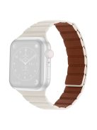 For Apple Watch Series 10 42mm / 9 8 7 41mm / 6 5 4 SE SE (2022) SE (2023) 40mm / 3 2 1 38mm, Dual-Color Magnetic Watch Band Quick Release Genuine Leather Watch Strap - Starlight Color