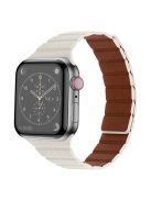 For Apple Watch Series 10 42mm / 9 8 7 41mm / 6 5 4 SE SE (2022) SE (2023) 40mm / 3 2 1 38mm, Dual-Color Magnetic Watch Band Quick Release Genuine Leather Watch Strap - Starlight Color