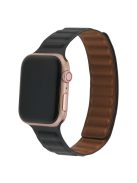 For Apple Watch Series 10 42mm / 9 8 7 41mm / 6 5 4 SE SE (2022) SE (2023) 40mm / 3 2 1 38mm, Genuine Leather Magnetic Watchband Replacement Watch Strap - Black