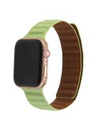 For Apple Watch Series 10 42mm / 9 8 7 41mm / 6 5 4 SE SE (2022) SE (2023) 40mm / 3 2 1 38mm, Genuine Leather Magnetic Watchband Replacement Watch Strap - Green Grass