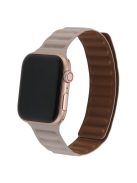 For Apple Watch Series 10 42mm / 9 8 7 41mm / 6 5 4 SE SE (2022) SE (2023) 40mm / 3 2 1 38mm, Genuine Leather Magnetic Watchband Replacement Watch Strap - Khaki