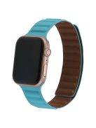 For Apple Watch Series 10 42mm / 9 8 7 41mm / 6 5 4 SE SE (2022) SE (2023) 40mm / 3 2 1 38mm, Genuine Leather Magnetic Watchband Replacement Watch Strap - Lake Blue