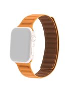 For Apple Watch Series 10 42mm / 9 8 7 41mm / 6 5 4 SE SE (2022) SE (2023) 40mm / 3 2 1 38mm, Genuine Leather Magnetic Watchband Replacement Watch Strap - Orange