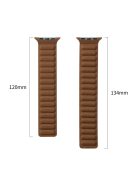 For Apple Watch Series 10 42mm / 9 8 7 41mm / 6 5 4 SE SE (2022) SE (2023) 40mm / 3 2 1 38mm, Genuine Leather Magnetic Watchband Replacement Watch Strap - Orange