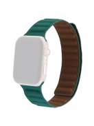 For Apple Watch Series 10 42mm / 9 8 7 41mm / 6 5 4 SE SE (2022) SE (2023) 40mm / 3 2 1 38mm, Genuine Leather Magnetic Watchband Replacement Watch Strap - Peacock Green