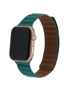 For Apple Watch Series 10 42mm / 9 8 7 41mm / 6 5 4 SE SE (2022) SE (2023) 40mm / 3 2 1 38mm, Genuine Leather Magnetic Watchband Replacement Watch Strap - Peacock Green