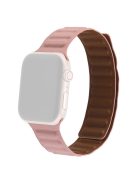 For Apple Watch Series 10 42mm / 9 8 7 41mm / 6 5 4 SE SE (2022) SE (2023) 40mm / 3 2 1 38mm, Genuine Leather Magnetic Watchband Replacement Watch Strap - Pink