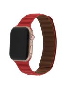 For Apple Watch Series 10 42mm / 9 8 7 41mm / 6 5 4 SE SE (2022) SE (2023) 40mm / 3 2 1 38mm, Genuine Leather Magnetic Watchband Replacement Watch Strap - Red