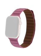 For Apple Watch Series 10 42mm / 9 8 7 41mm / 6 5 4 SE SE (2022) SE (2023) 40mm / 3 2 1 38mm, Genuine Leather Magnetic Watchband Replacement Watch Strap - Rose Pink