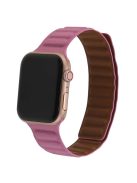 For Apple Watch Series 10 42mm / 9 8 7 41mm / 6 5 4 SE SE (2022) SE (2023) 40mm / 3 2 1 38mm, Genuine Leather Magnetic Watchband Replacement Watch Strap - Rose Pink