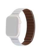 For Apple Watch Series 10 42mm / 9 8 7 41mm / 6 5 4 SE SE (2022) SE (2023) 40mm / 3 2 1 38mm, Genuine Leather Magnetic Watchband Replacement Watch Strap - White