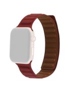 For Apple Watch Series 10 42mm / 9 8 7 41mm / 6 5 4 SE SE (2022) SE (2023) 40mm / 3 2 1 38mm, Genuine Leather Magnetic Watchband Replacement Watch Strap - Wine Red