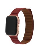 For Apple Watch Series 10 42mm / 9 8 7 41mm / 6 5 4 SE SE (2022) SE (2023) 40mm / 3 2 1 38mm, Genuine Leather Magnetic Watchband Replacement Watch Strap - Wine Red