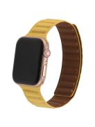 For Apple Watch Series 10 42mm / 9 8 7 41mm / 6 5 4 SE SE (2022) SE (2023) 40mm / 3 2 1 38mm, Genuine Leather Magnetic Watchband Replacement Watch Strap - Yellow