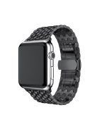 For Apple Watch Series 10 42mm / 9 8 7 41mm / SE (2023) SE (2022) SE 6 5 4 40mm / 3 2 1 38mm 316L Stainless Steel Smart Watch Band Strap with Butterfly Buckle - Black