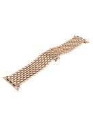 For Apple Watch Series 10 42mm / 9 8 7 41mm / SE (2023) SE (2022) SE 6 5 4 40mm / 3 2 1 38mm 316L Stainless Steel Smart Watch Band Strap with Butterfly Buckle - Rose Gold Color