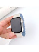 For Apple Watch Series 10 42mm / 9 8 7 41mm / SE (2023) SE (2022) SE 6 5 4 40mm / 3 2 1 38mm Bamboo Joint Silicone Strap - Antique White+Mist Blue