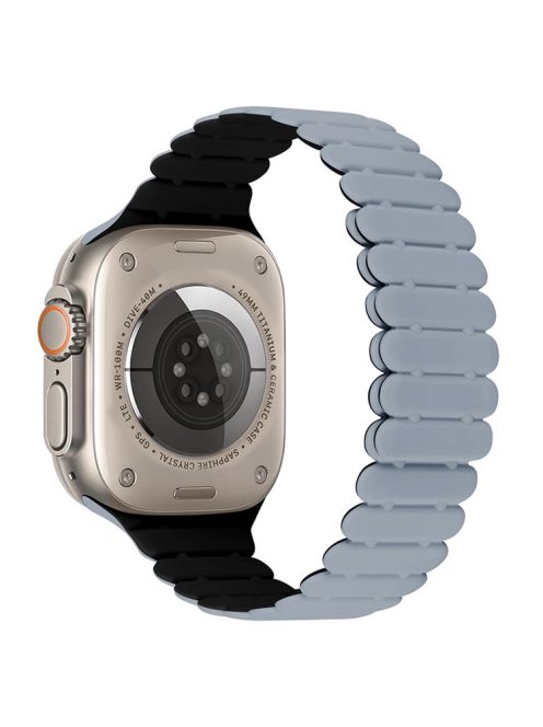 For Apple Watch Series 10 42mm / 9 8 7 41mm / SE (2023) SE (2022) SE 6 5 4 40mm / 3 2 1 38mm Bamboo Joint Silicone Strap - Obsidian Grey+Black