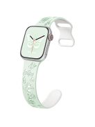 For Apple Watch Series 10 42mm / 9 8 7 41mm / SE (2023) SE (2022) SE 6 5 4 40mm / 3 2 1 38mm Band Dual Color Silicone Strap - Light Mint Green+White