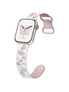 For Apple Watch Series 10 42mm / 9 8 7 41mm / SE (2023) SE (2022) SE 6 5 4 40mm / 3 2 1 38mm Band Dual Color Silicone Strap - White+Pink