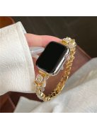 For Apple Watch Series 10 42mm / 9 8 7 41mm / SE (2023) SE (2022) SE 6 5 4 40mm / 3 2 1 38mm Band Zircon Gems Bracelet - Gold