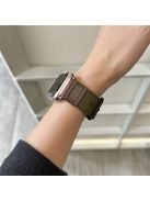 For Apple Watch Series 10 42mm / 9 8 7 41mm / SE (2023) SE (2022) SE 6 5 4 40mm / 3 2 1 38mm Canvas+Leather Watch Bands - Army Green