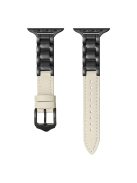 For Apple Watch Series 10 42mm / 9 8 7 41mm / SE (2023) SE (2022) SE 6 5 4 40mm / 3 2 1 38mm Ceramic Watch Band - Beige+Black