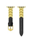 For Apple Watch Series 10 42mm / 9 8 7 41mm / SE (2023) SE (2022) SE 6 5 4 40mm / 3 2 1 38mm Ceramic Watch Band - Black+Gold