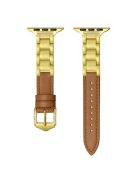 For Apple Watch Series 10 42mm / 9 8 7 41mm / SE (2023) SE (2022) SE 6 5 4 40mm / 3 2 1 38mm Ceramic Watch Band - Brown+Gold