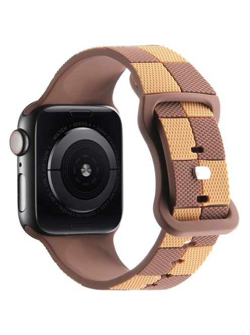 For Apple Watch Series 10 42mm / 9 8 7 41mm / SE (2023) SE (2022) SE 6 5 4 40mm / 3 2 1 38mm Checkerboard Silicone Band - Brown