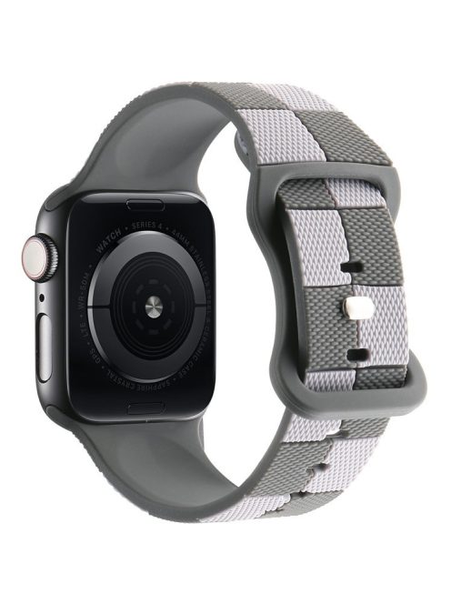 For Apple Watch Series 10 42mm / 9 8 7 41mm / SE (2023) SE (2022) SE 6 5 4 40mm / 3 2 1 38mm Checkerboard Silicone Band - Dark Grey