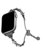 For Apple Watch Series 10 42mm / 9 8 7 41mm / SE (2023) SE (2022) SE 6 5 4 40mm / 3 2 1 38mm Copper Bracelet Zircon Four-Leaf Clover Watch Strap - Black