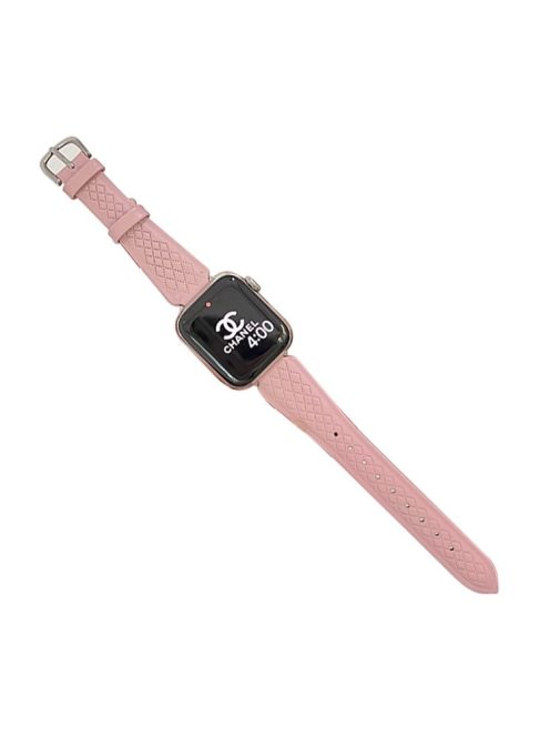 For Apple Watch Series 10 42mm / 9 8 7 41mm / SE (2023) SE (2022) SE 6 5 4 40mm / 3 2 1 38mm Cowhide Leather Watch Band - Pink